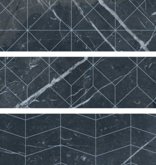4.5 X 13 Deco Velvet Negro brick porcelain tile (9 MIXED PATTERNS)