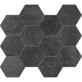 4 x 4 EvoStone Graphite Honed finished porcelain hexagon