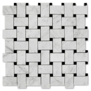 BASKETWEAVE POLISHED WHITE CARRARA + POLISHED BLACK DOTS