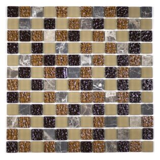 MA02-LS  1X1 SQUARE GLASS AND MARBLE MOSAIC BLEND