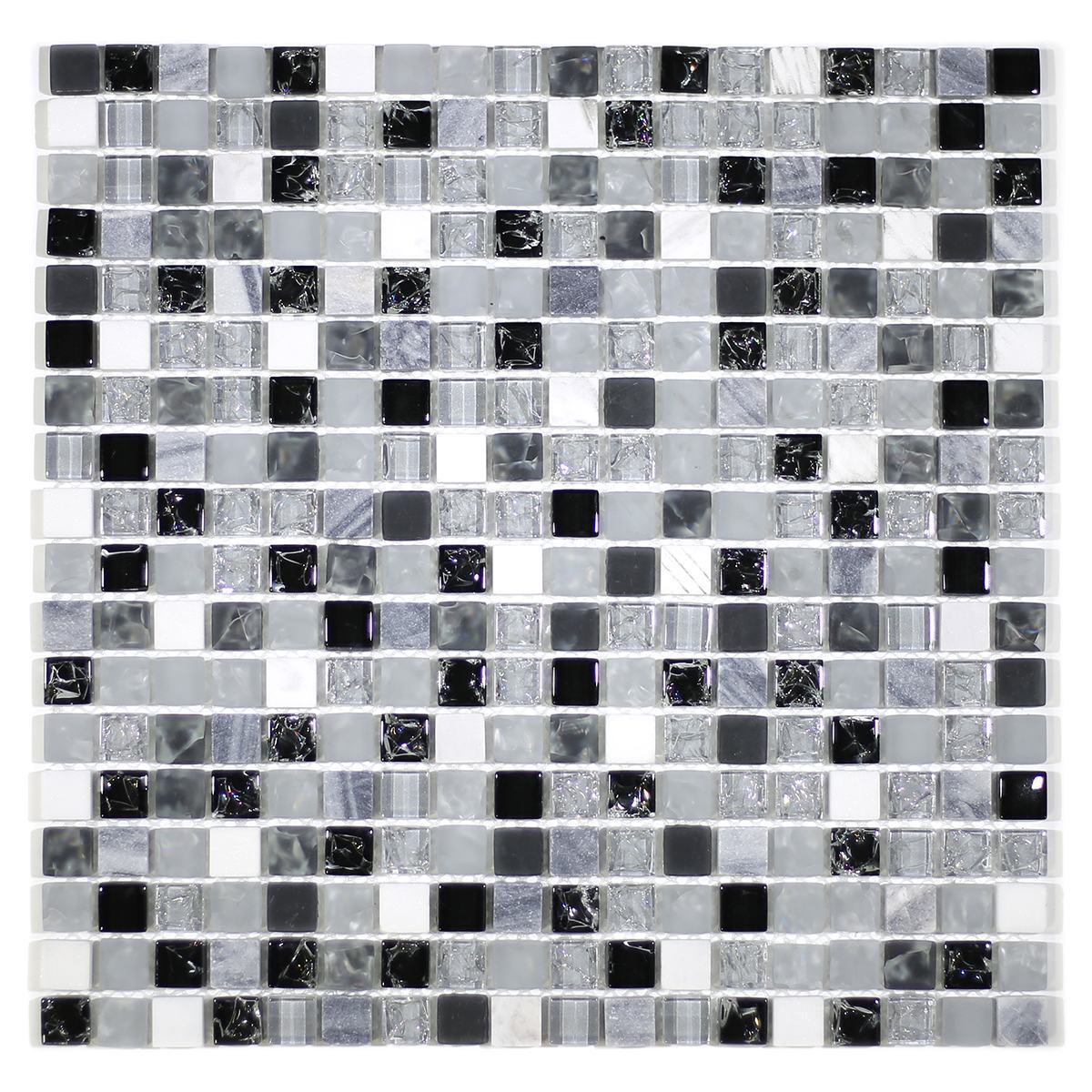 MA14-S 5/8X5/8 SQUARE GLASS CRACKLE AND MARBLE MOSAIC BLEND