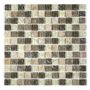 MA17-LS  1X1 SQUARE GLASS AND STONE CRACKLE MOSAIC