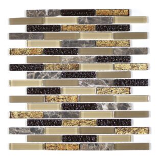 MA18-B  5/8X3 BRICK GLASS MOSAIC AND MARBLE BLEND