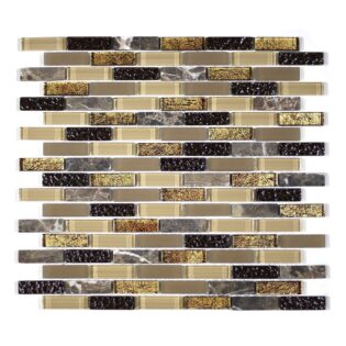 MA18-LB  5/8X2 BRICK GLASS MOSAIC AND MARBLE BLEND