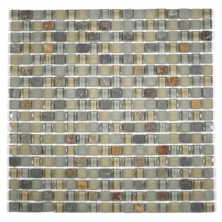 MA19-S 5/8X5/8 SQUARE GLASS AND STONE MOSAIC BLEND