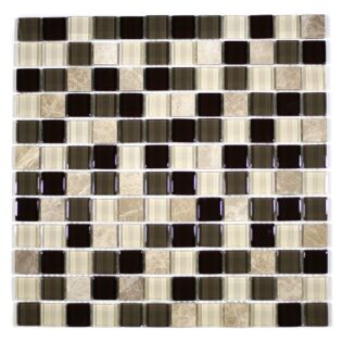 MA23-LS  1X1 SQUARE GLASS MOSAIC AND MARBLE BLEND