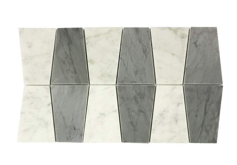 MA280-CHIP WHITE CARRARA + BARDIGLIO MARBLE MOSAIC