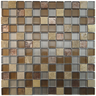 MA28-LS 1x1 SQUARE GLASS MOSAIC AND MARBLE BLEND