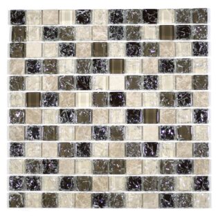 MA31-LS  1X1 SQUARE GLASS AND STONE CRACKLE MOSAIC