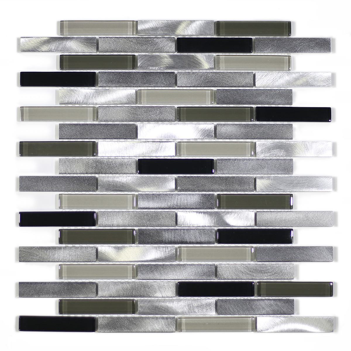 MA64-B  5/8X3 BRICK GLASS, STONE AND ALUMINUM COATING MOSAIC MIX