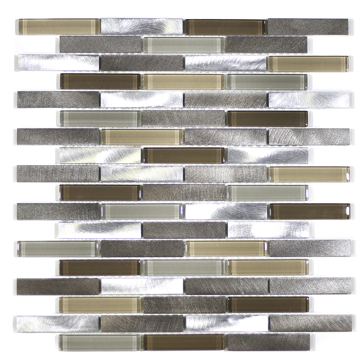 MA65-B  5/8x2 BRICK GLASS, STONE AND ALUMINUM COATING MOSAIC MIX
