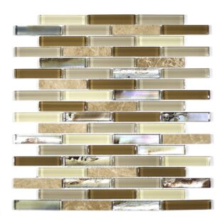 MA74-B  5/8X3 BRICK GLASS AND STONE  MOSAIC