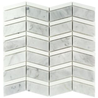 MA310 MARBLE CHEVRONE MOSAIC WHITE CARRARA + WHITE THASSOS