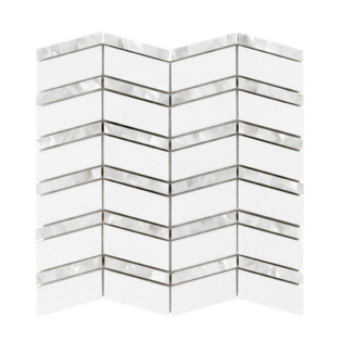 MA300 MARBLE CHEVRONE MOSAIC WHITE THASSOS + SHELL