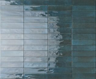 2 x 10 Soho Blue High Glossy Porcelain Subway