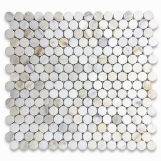 3/4" CALACATTA GOLD MARBLE MOSAIC POLISHED PENNY ROUND