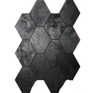 4 x 4 Oxid Iron Porcelain hexagon