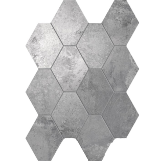 4 x 4 Oxid Silver Porcelain hexagon