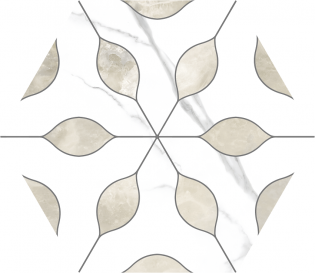 9 x 9 Alicante Beige Decorative Porcelain Hexagon Tile